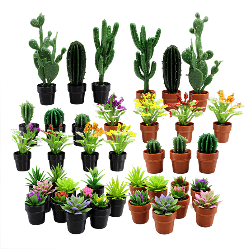 Echeveria Succulent - 8 Buah Tanaman Pot Miniatur Plastik