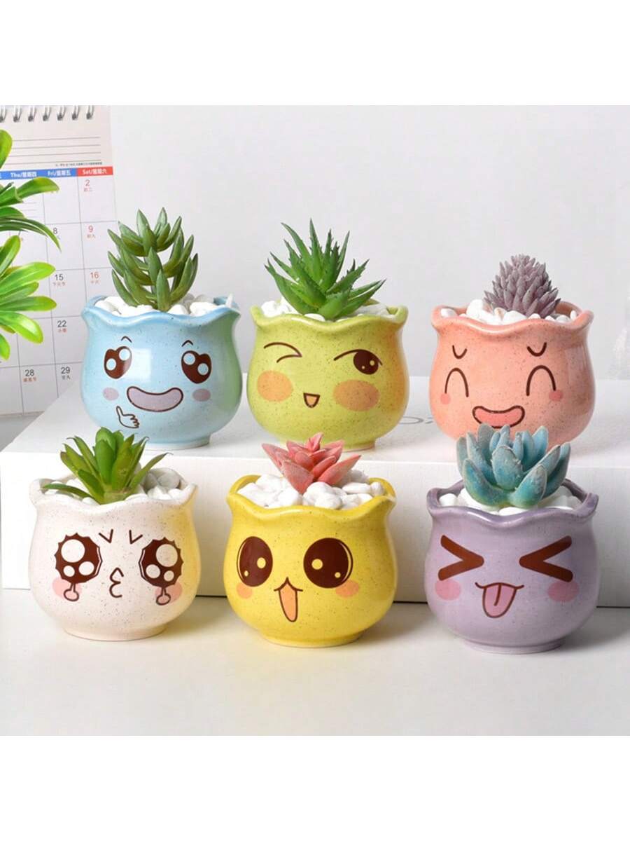 6 Buah/Set Pot Bunga Keramik L - Echeveria Succulent ulasan dan harga